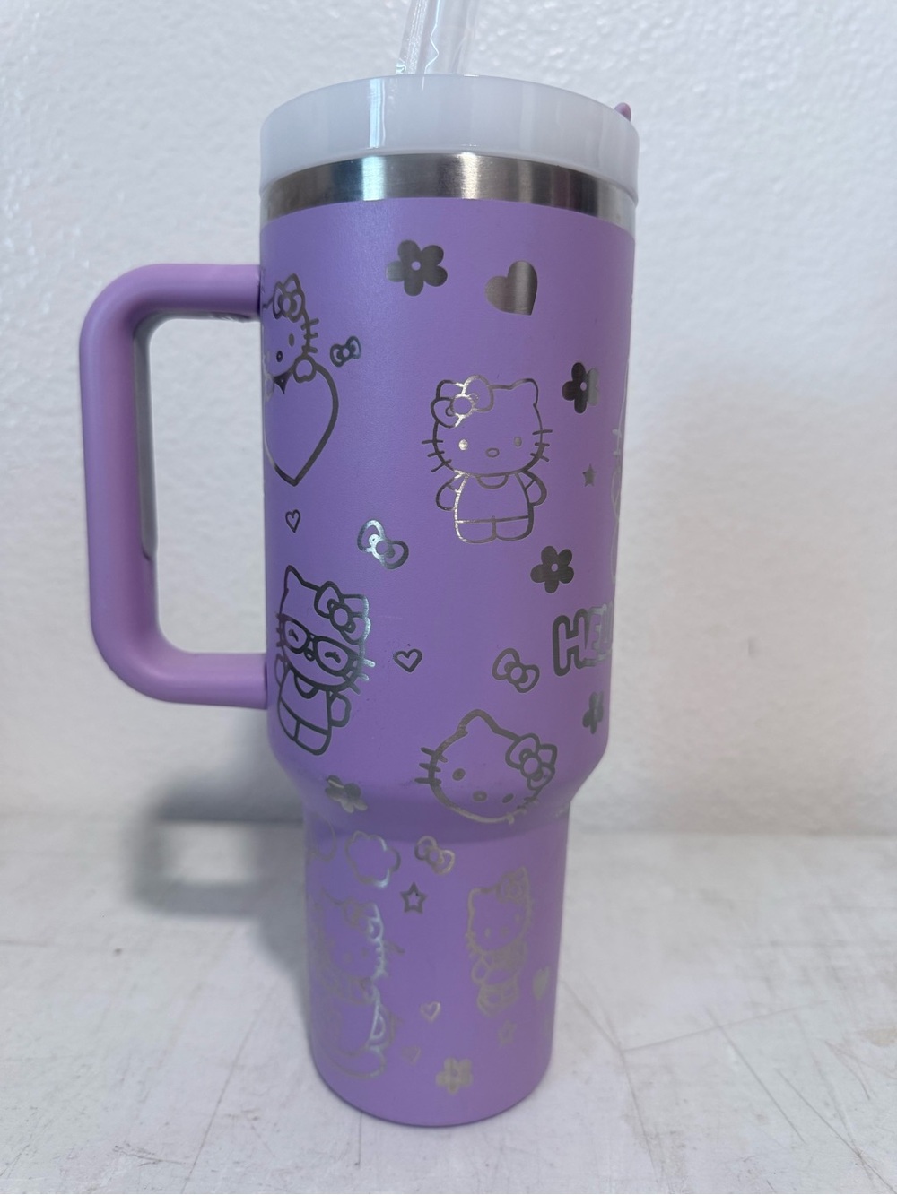 40oz Stanley Hello Kitty laser engraved Lavender Stainless Tumbler - Picture 2 of 4